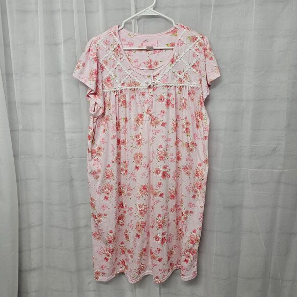 Pink Label Pink Floral Nightgown Cottage Comfy Summer 2X - Picture 8 of 11